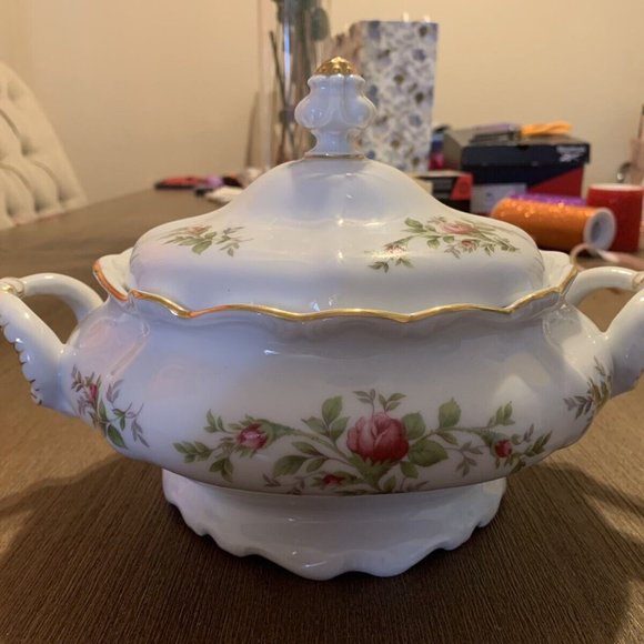 Vintage Johann Haviland Moss Rose Covered Vegetable / Soup Bowl / Dish Bavarian - Picture 2 of 5